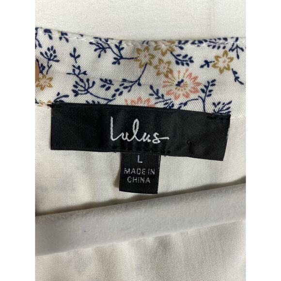 Lulu's Womens Floral print tiered midi dress White Size L - Picture 5 of 7